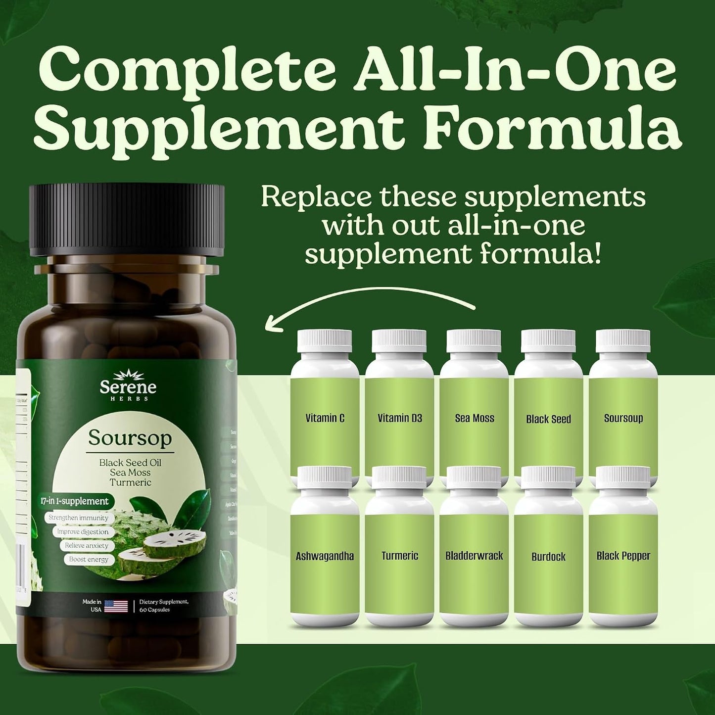 Serene Herbs Cleanse & Daily Defense – Includes Soursop Bitters + 17-1 Capsules