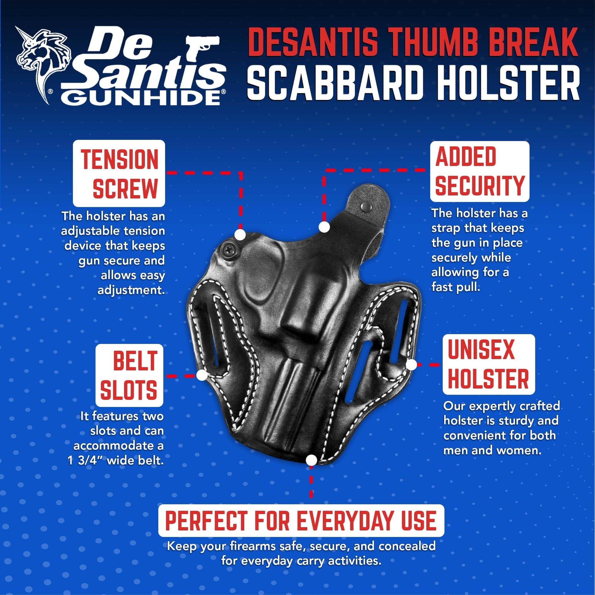 DeSantis Thumb Break Scabbard - OWB Gun Holster for Men and Women, Leather Belt Slide Holster for Pistols, Exact Molding, Secure and Highly Concealable OWB Carry Gsupps Australia