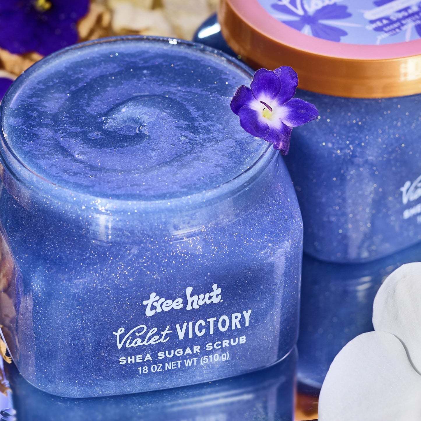 Tree Hut Violet Victory Shea Sugar Scrub, Exfoliating, Hydrating & Moisturizing Body Scrub with Shea Butter & Natural Oils, Smooth & Soften Skin, Polishing Exfoliant for Radiant Skin, 18 oz Tree Hut