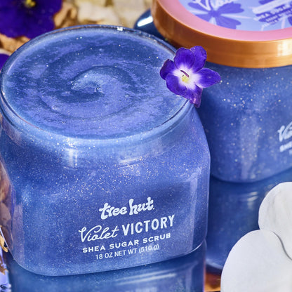 Tree Hut Violet Victory Shea Sugar Scrub, Exfoliating, Hydrating & Moisturizing Body Scrub with Shea Butter & Natural Oils, Smooth & Soften Skin, Polishing Exfoliant for Radiant Skin, 18 oz Tree Hut