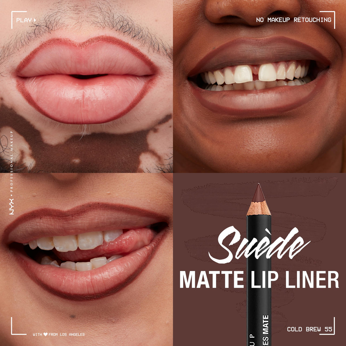 NYX PROFESSIONAL MAKEUP Suede Matte Lip Liner, Velvety-Smooth, Long-Lasting Formula For A Defined Lip Makeup Look - Cold Brew (Brown) NYX PROFESSIONAL MAKEUP