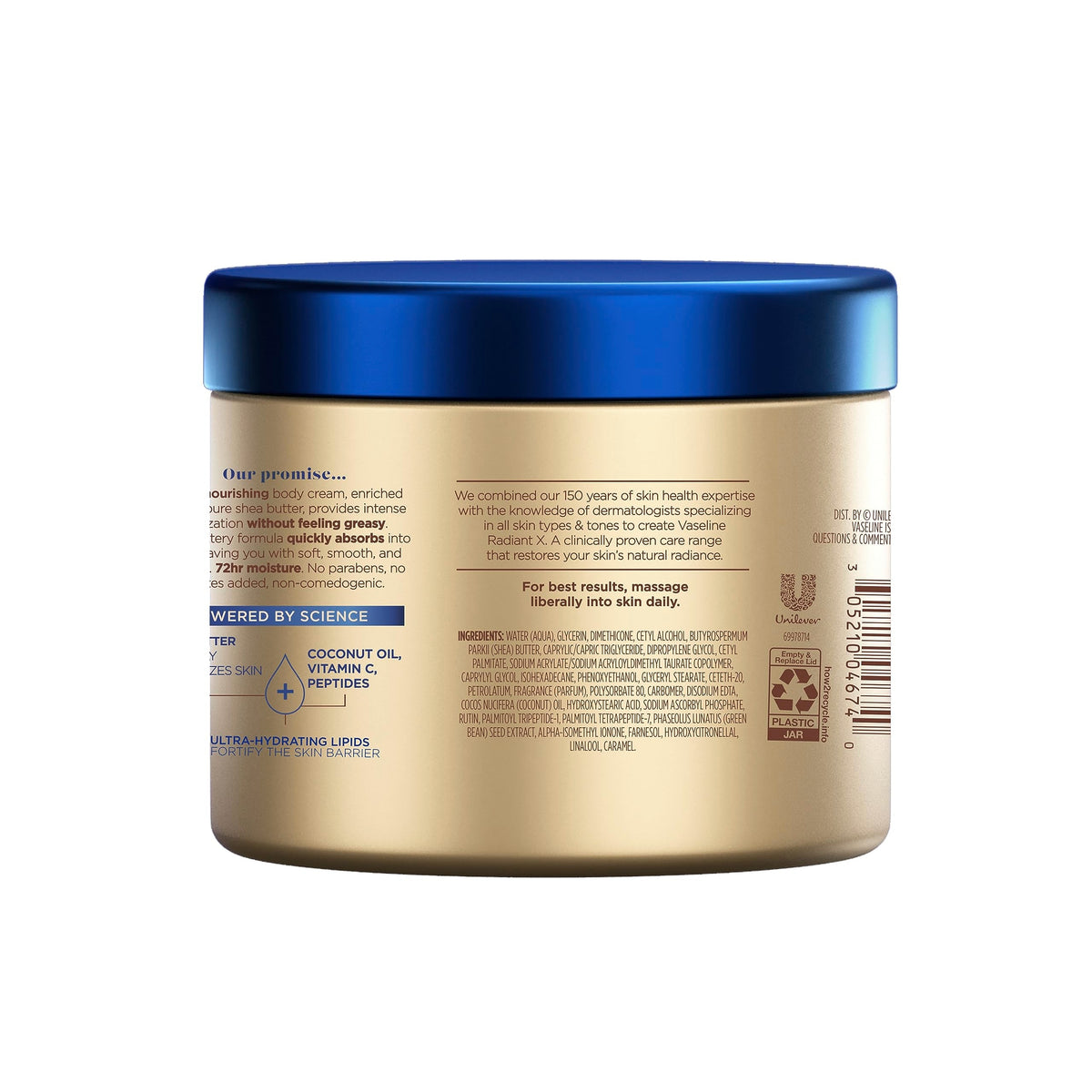 Vaseline Radiant X Deep Nourishment Body Cream For Dry Skin 10oz Vaseline