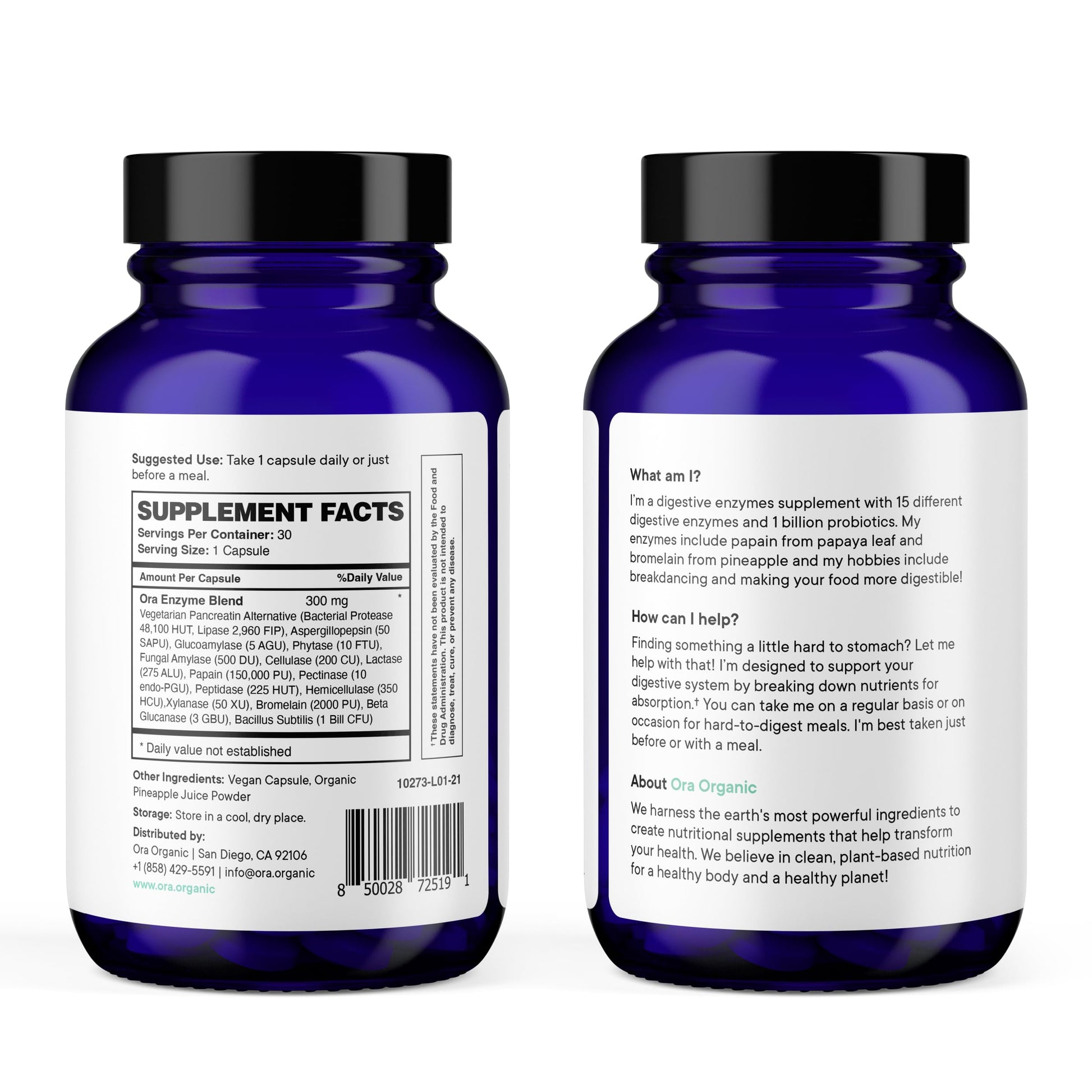 Ora Organic Multi-Enzyme Supplement - Vegan, Gluten Free Enzymes for Digestion with Probiotics for Gut Health, Bloating, Constipation and Gas Relief - 30 Easy to Swallow Capsules Ora Organic buy australia supplements