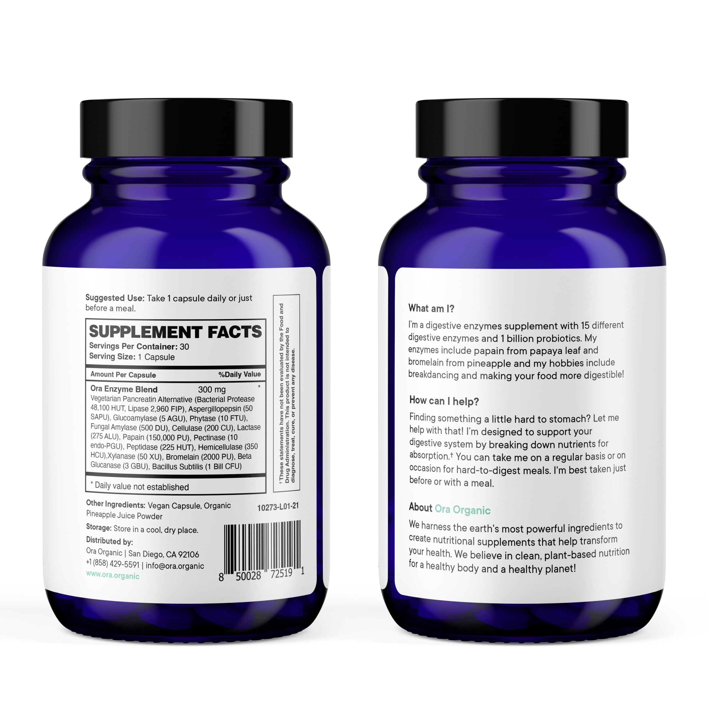Ora Organic Multi-Enzyme Supplement - Vegan, Gluten Free Enzymes for Digestion with Probiotics for Gut Health, Bloating, Constipation and Gas Relief - 30 Easy to Swallow Capsules Ora Organic buy australia supplements