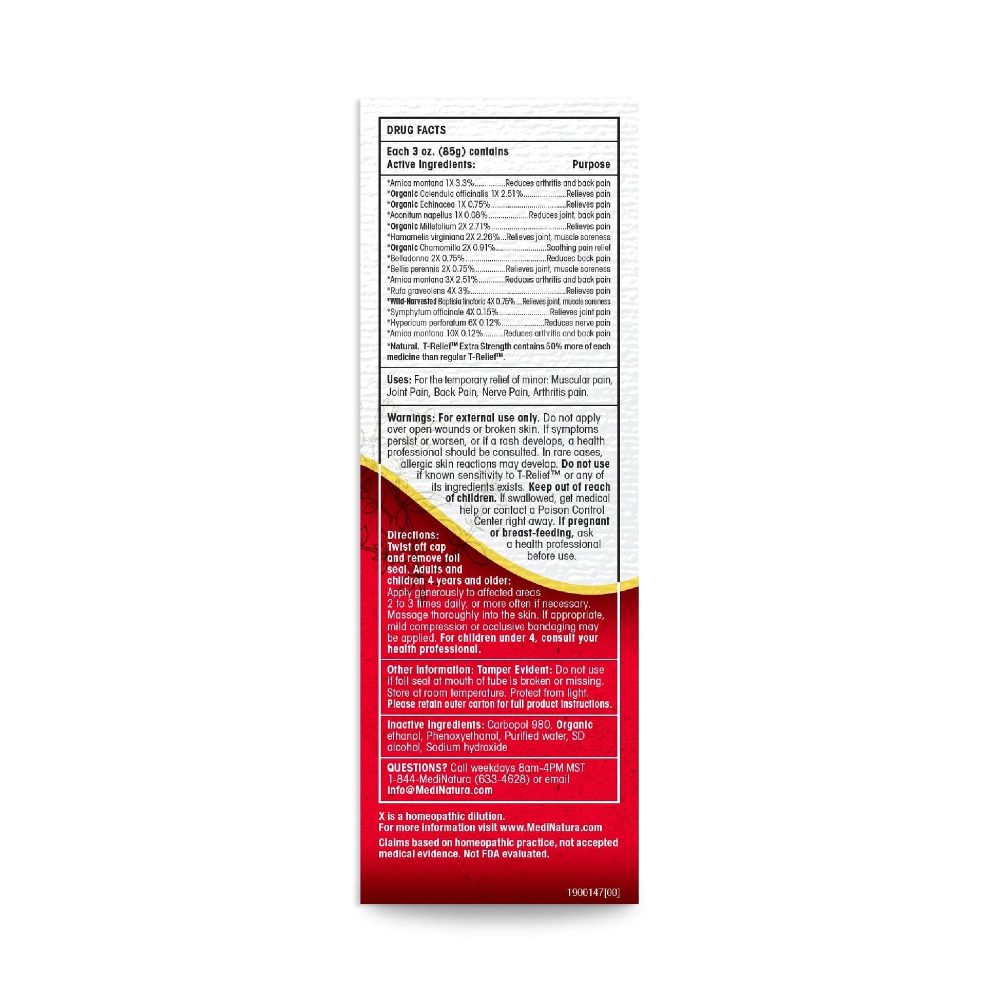 MediNatura T-Relief Extra Strength Gel Arnica +12 Natural Relieving Actives for Back Pain Joint Soreness Muscle Aches & Stiffness Whole Body Fast Acting Relief for Women & Men - 3 oz MediNatura buy australia supplements