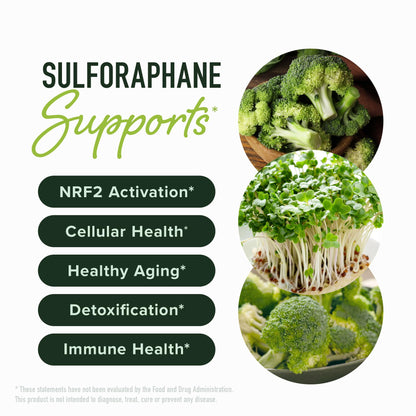 50MG Sulforaphane Supplement from Broccoli Sprouts | NRF2 Activation, Cellular Health & Immune Support | Glucoraphanin, Myrosinase & Antioxidants | Third-Party Tested SMNutrition