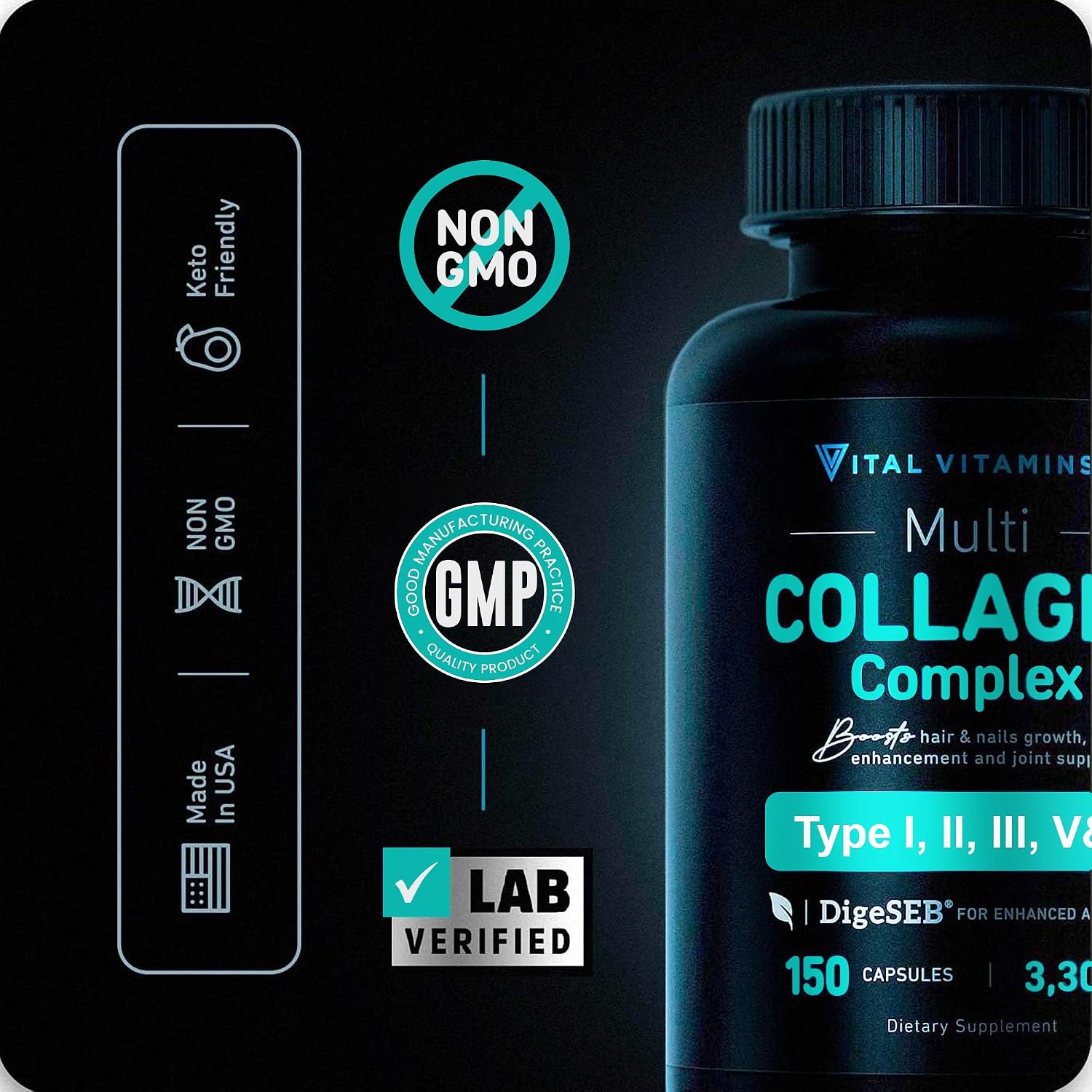 Vital Vitamins Multi Collagen Capsules + Chlorophyll Complex Capsules Gsupps Australia