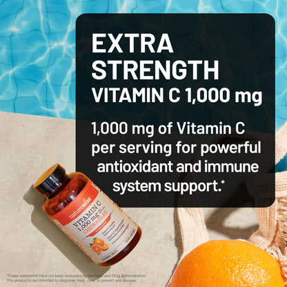 NatureWise Extra Strength Vitamin C Chewable 1000mg for Adults - Natural Orange Flavor - Immune System & Antioxidant Support - Non-GMO NatureWise