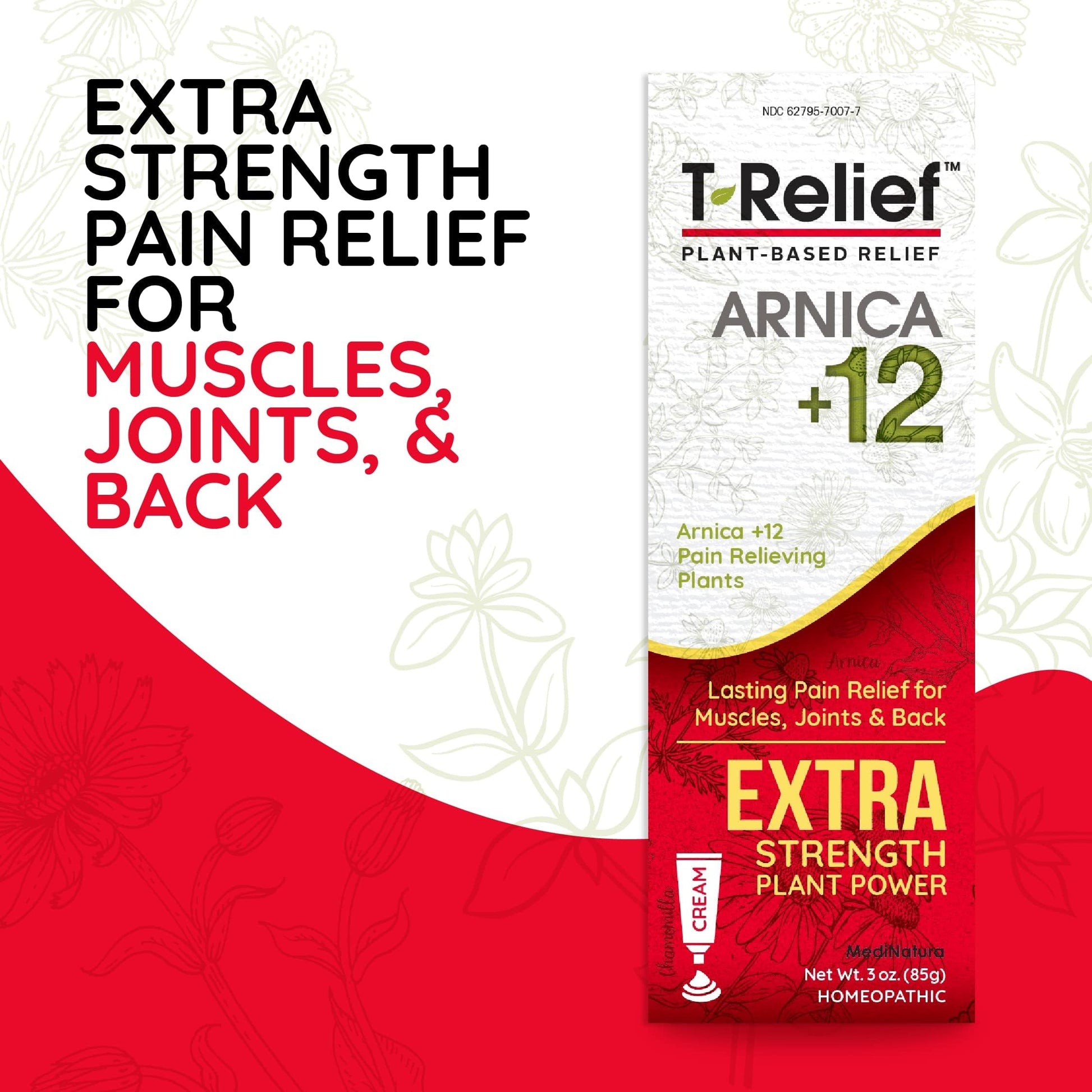 MediNatura T-Relief Extra Strength Cream Arnica +12 Natural Relieving Actives for Back Pain Joint Soreness Muscle Aches & Stiffness, Whole Body Fast Acting Relief for Women & Men - 3 oz MediNatura buy australia supplements