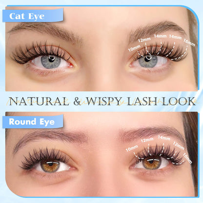 PHKERATA Natural Lash Clusters Wispy Eyelash Clusters, Eyelash Extensions PHKERATA