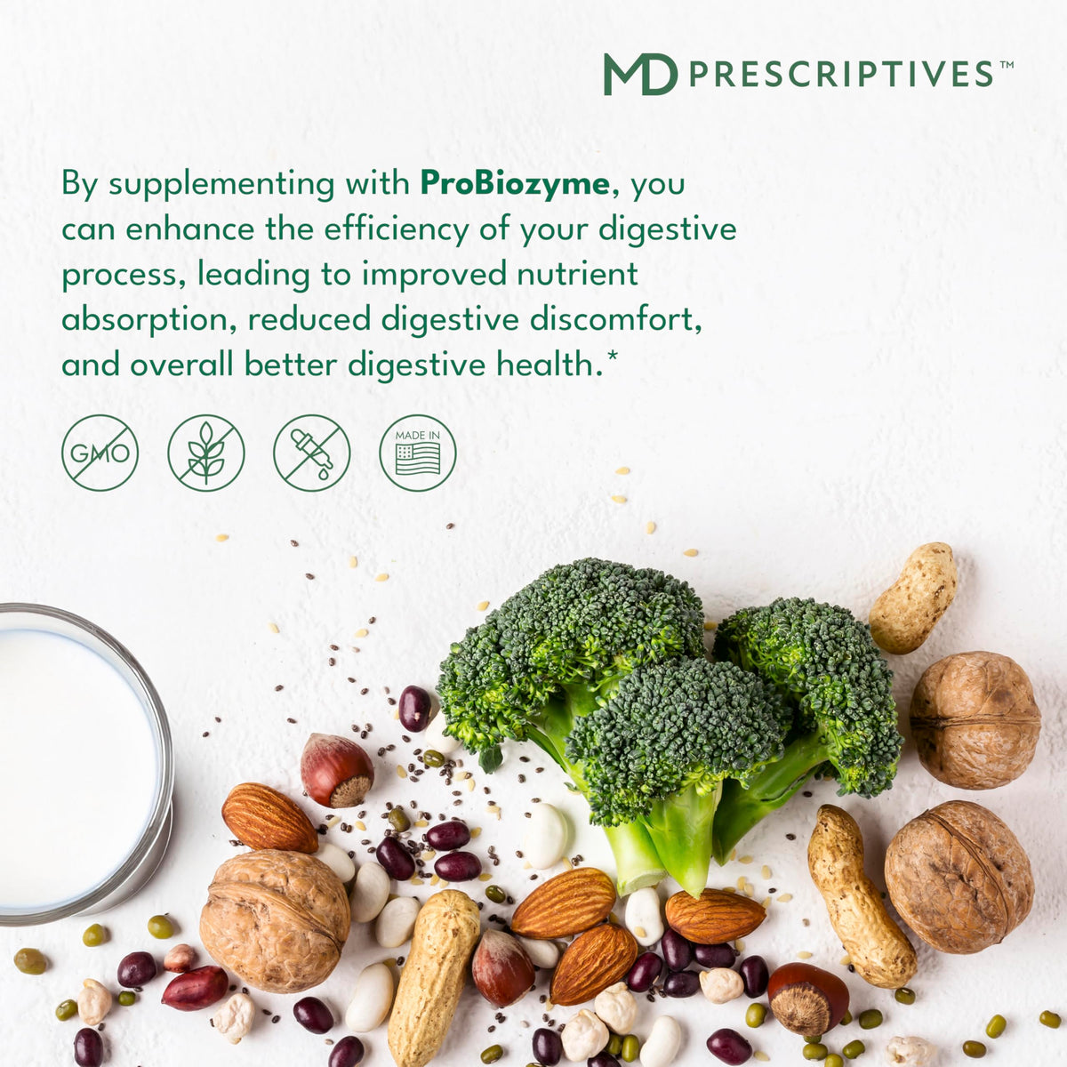 MD Prescriptives - ProbioZyme - Vegetarian Digestive Enzymes - Supplement for Digestive & Gut Health - 90 Capsules MD Prescriptives