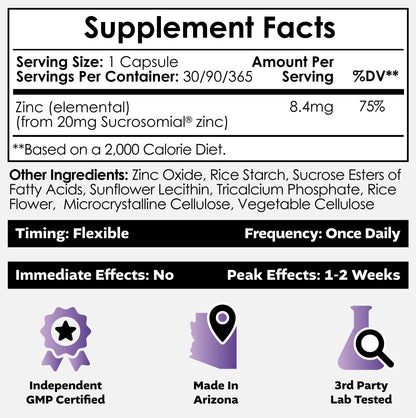 Nootropics Depot MicroZinc Capsules | 20mg | Optimized Zinc Supplement | 90 Count