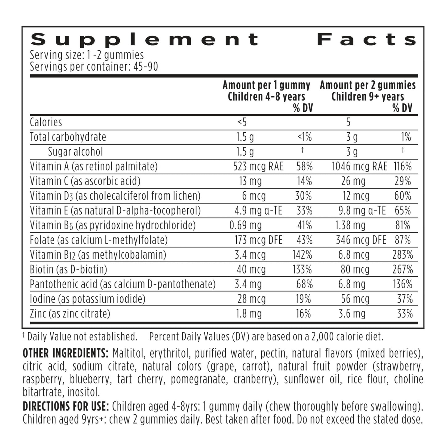 Igennus Methylated Kids Multivitamin Gummies, Clean Label & Third Party Tested, No Artificial Sweeteners or Flavors, Sugar Free, Age 4+, 90 Natural Berry Flavor Igennus Healthcare Nutrition