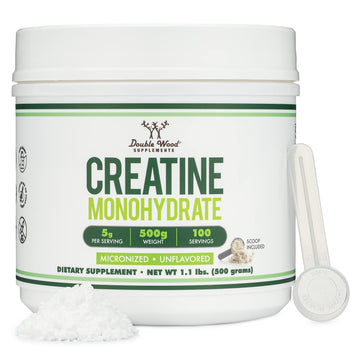 Creatine Monohydrate Powder 1.1lbs (100 Servings of 5 Grams Each) - No Fillers, Vegan Safe, Non-GMO, Gluten Free by Double Wood