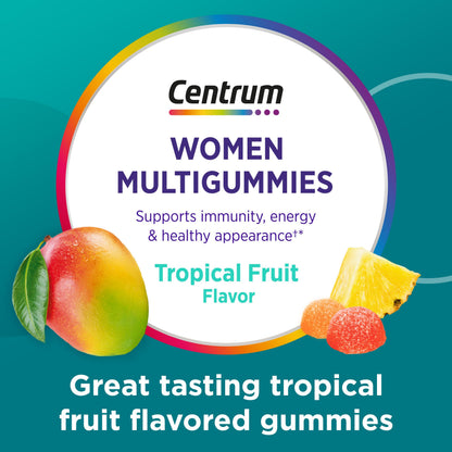 Centrum Women’s Multivitamin Gummies, Immune, Energy, Healthy Appearance Support, 100 Count, 50 Day Supply Centrum