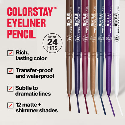 Revlon ColorStay Pencil Waterproof Eyeliner, 202 Black Brown, 0.01 oz REVLON