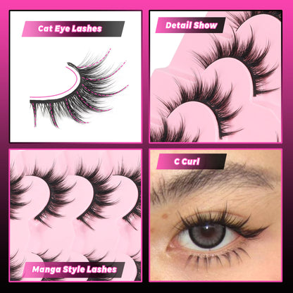 Veleasha Manga Lashes Anime False Eyelashes Cat Eye Lash Strips (Sunny) Veleasha
