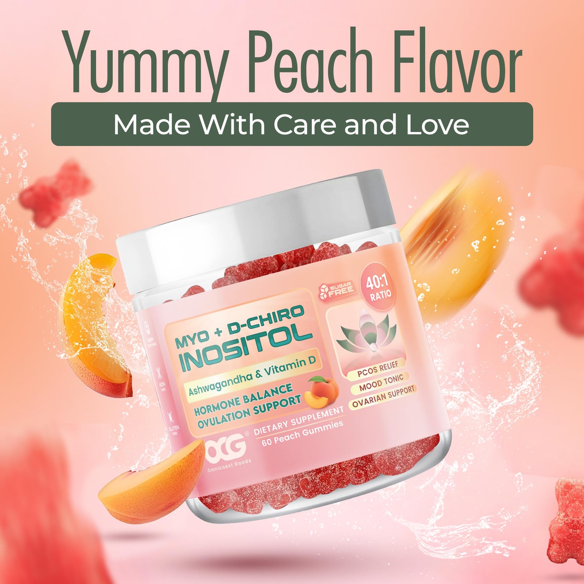 OMNICOAST GOODS, OCG Myo-Inositol & D-Chiro Inositol Gummies with Ashwagandha | PCOS Support | Ovulation & Mood Support, 40:1 Ratio Inositol for Hormone Balance, Sugar-Free, Non-GMO (60 Gummies) OMNICOAST GOODS, OCG buy australia supplements