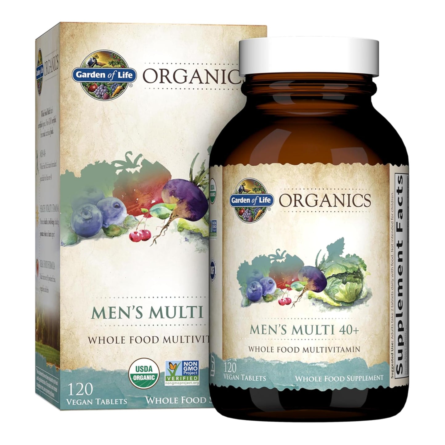 Garden of Life Organics Men's 40+ Multivitamin with Prostate Support, B12 & Vitamins – Vegan Daily Whole Food Multivitamin, Non-GMO, Certified Organic, 60 Tablets Gsupps Australia