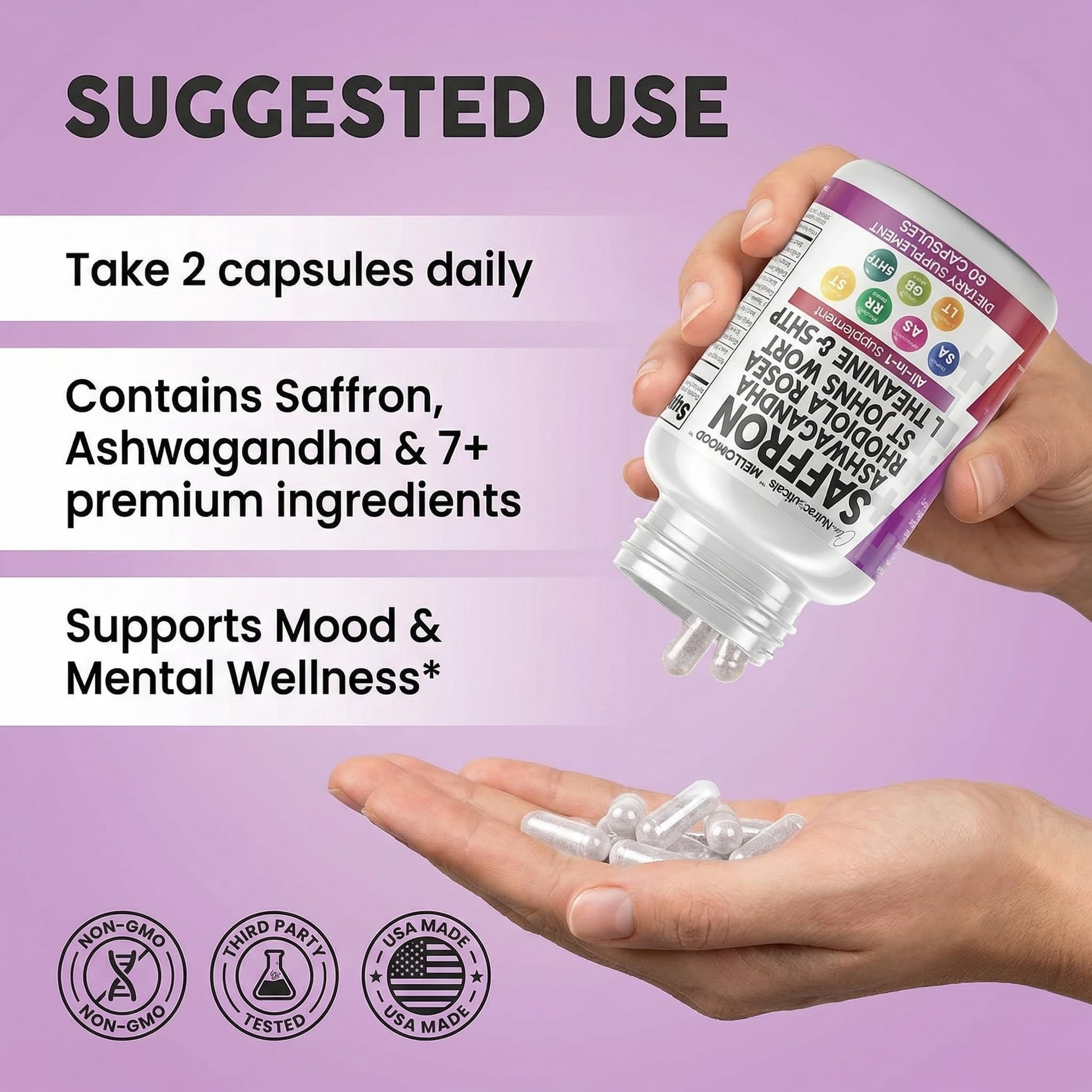 Clean Nutraceuticals Saffron Supplements Extract 100mg + Ashwagandha L-Theanine 200mg - Mood Support Ginkgo Biloba, St. John's Wort, Rhodiola Rosea & 5-HTP Capsules Pills Men Women Clean Nutraceuticals buy australia supplements