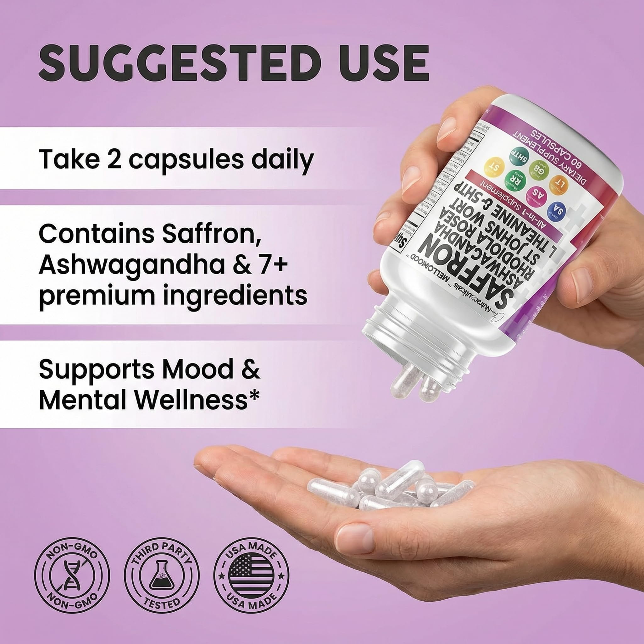 Clean Nutraceuticals Saffron Supplements Extract 100mg + Ashwagandha L-Theanine 200mg - Mood Support Ginkgo Biloba, St. John's Wort, Rhodiola Rosea & 5-HTP Capsules Pills Men Women Clean Nutraceuticals buy australia supplements