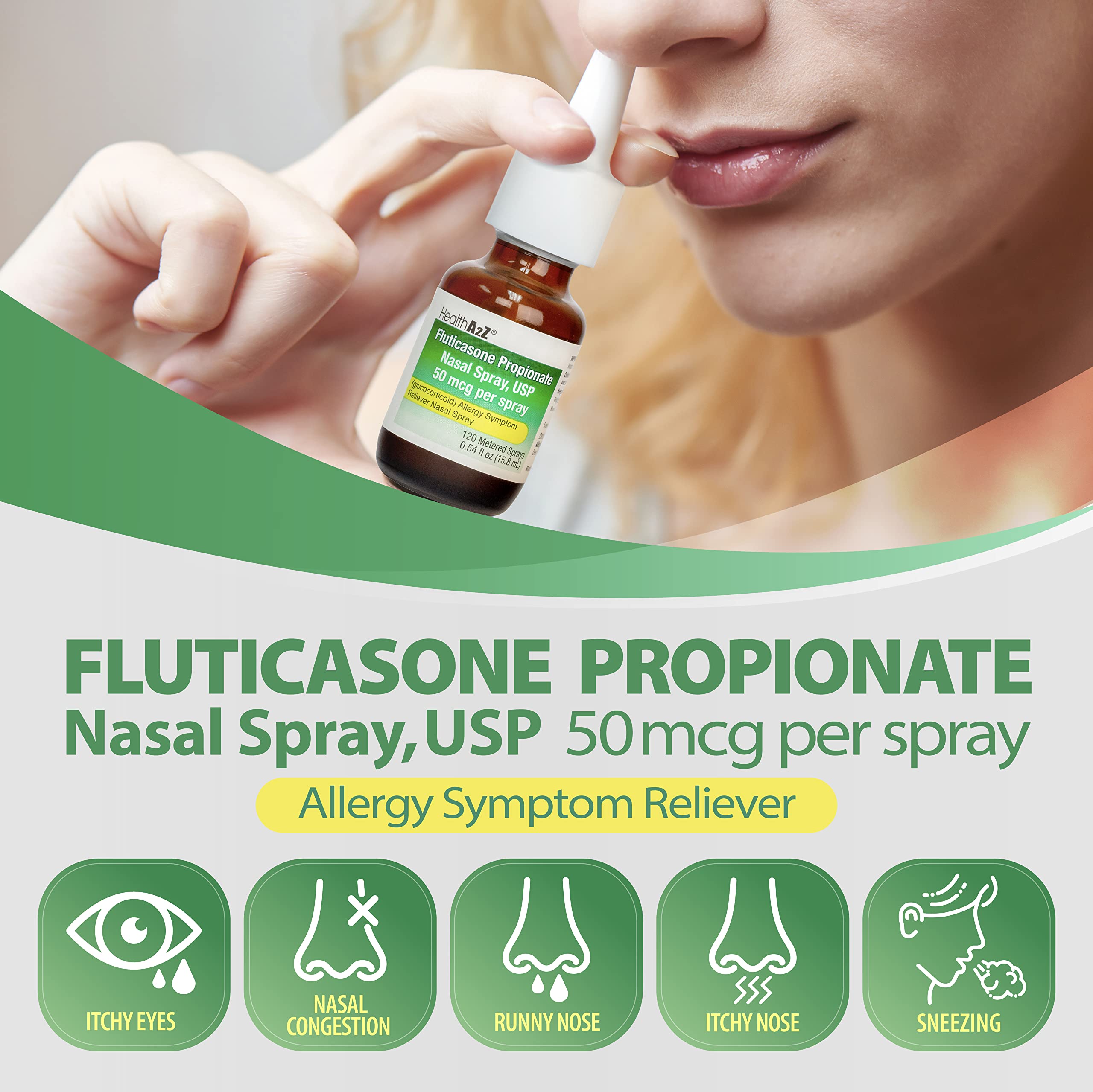 HealthA2Z® Allergy Relief, Fluticasone Propionate 50mcg, Nasal Spray, 24-Hour Allergy Relief, Dye Free, 240 Sprays (2 Pack, 120 Sprays Each) HealthA2Z buy australia supplements