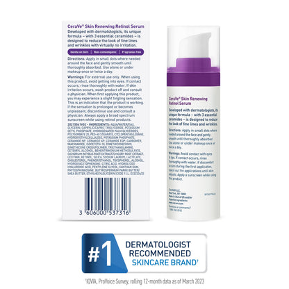 CeraVe Retinol Serum for Face with Niacinamide & Hyaluronic Acid, 1 oz CeraVe
