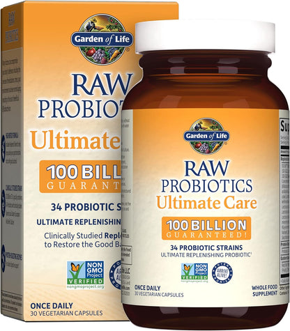 Garden of Life Raw Probiotics Ultimate Care - 100 Billion CFU - Dietary Supplement for Gut Health Support - for Women & Men - 30 Vegetarian Capsules Gsupps Australia