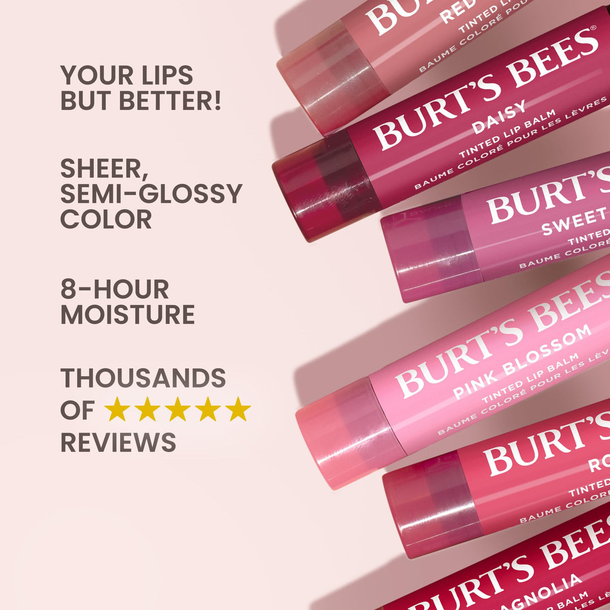 Burt's Bees Lip Tint Balm, Fiery Red Dahlia, 0.15 oz., 2 Tubes Burt's Bees