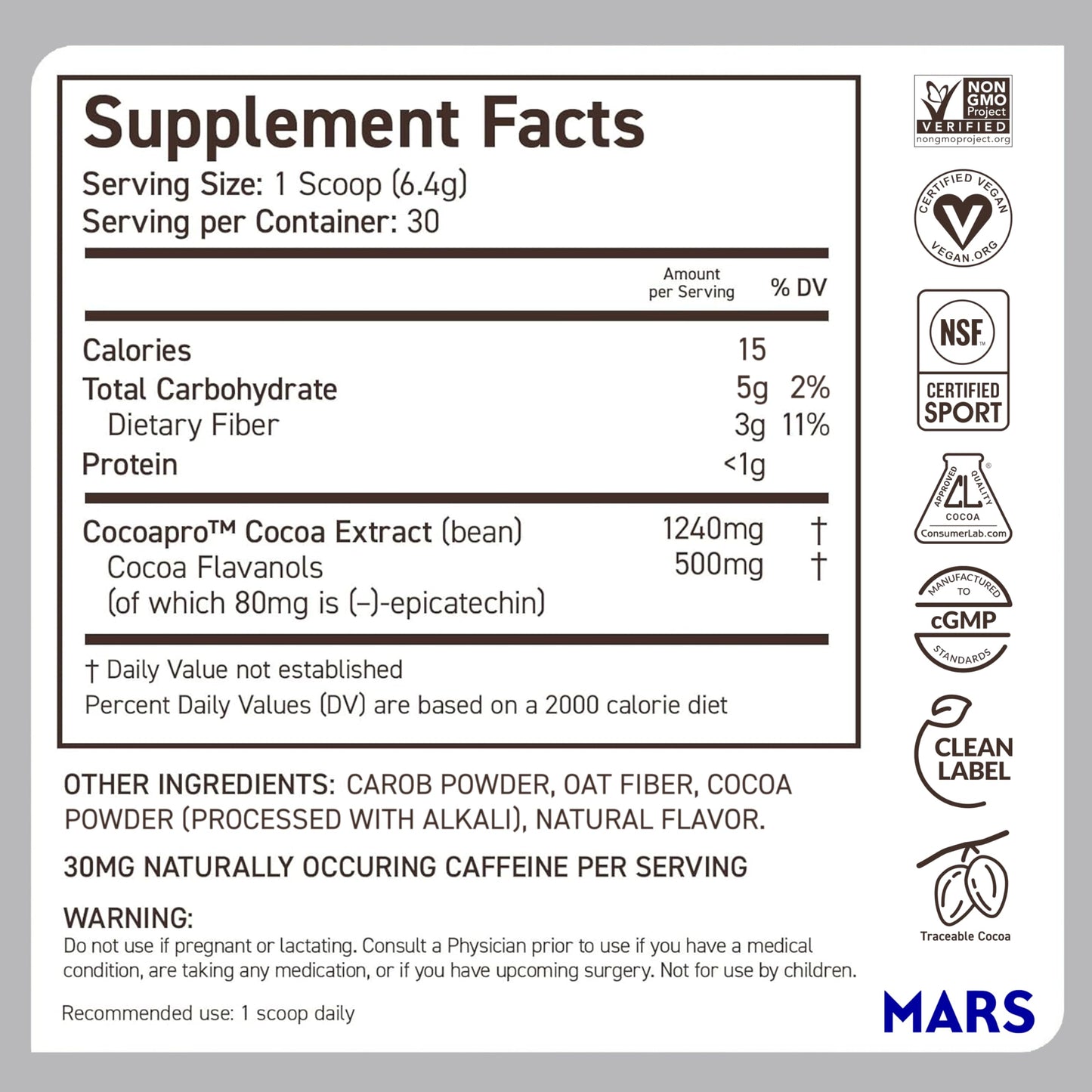 CocoaVia Cocoa Flavanols 500mg – Heart and Brain Support, High Flavanol Cocoa Extract, Boosts Nitric Oxide, Blood Circulation and Memory, Preworkout, Vegan CocoaVia