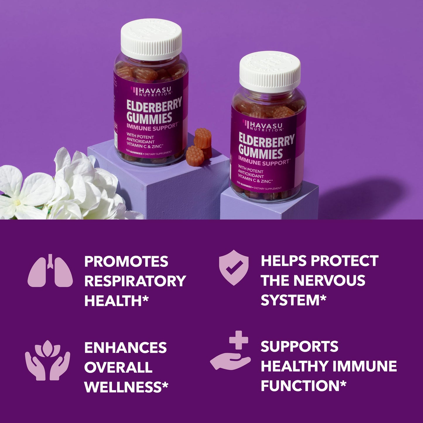 Sambucus Elderberry Gummies with Vitamin C & Zinc, Berry, 30 Servings | Vegan, Non-GMO, Gluten Free Elderberry Gummies, 100mg Extract Per Serving for Immune Support and Wellness Defense, 60 Count Gsupps Australia
