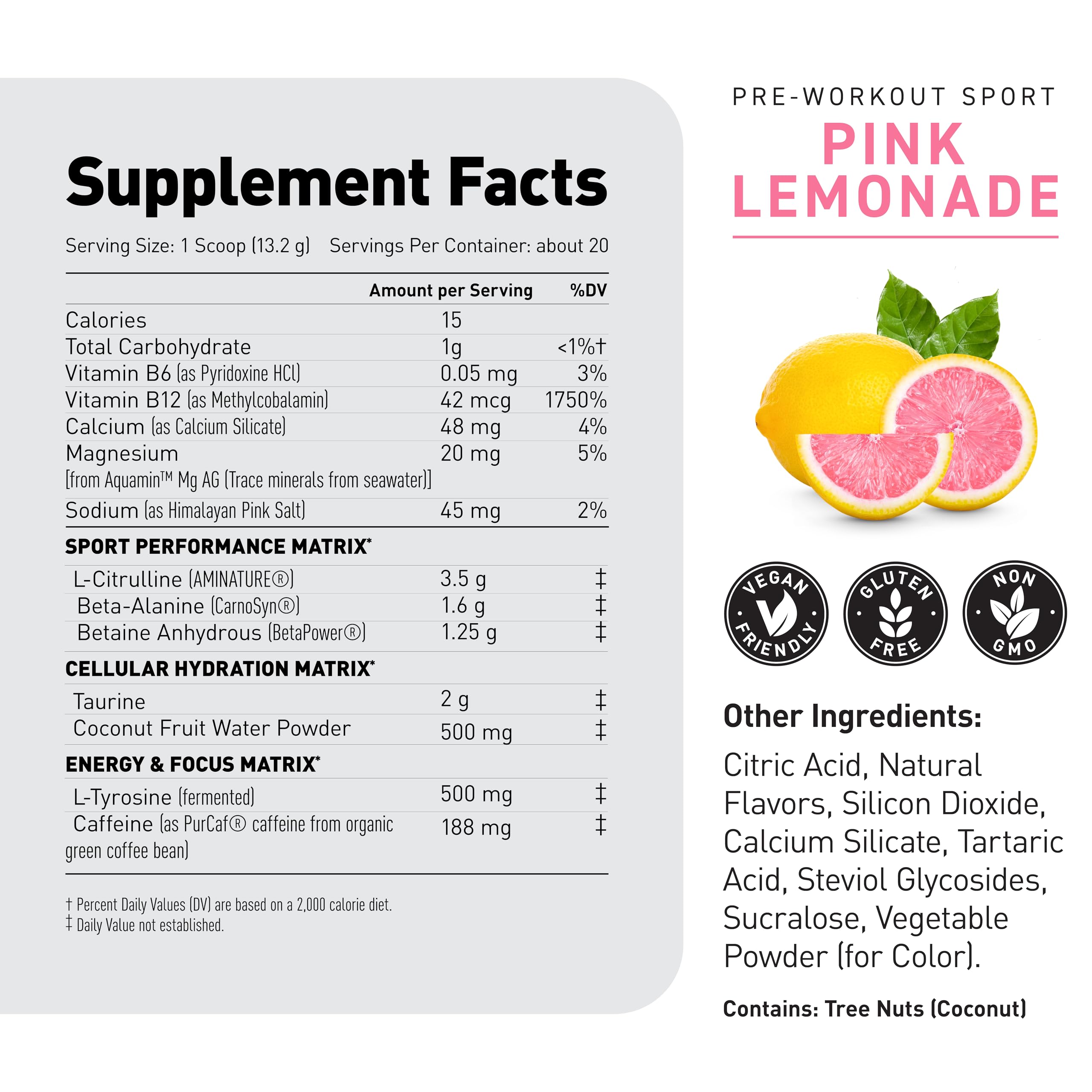 Kaged Sport Pre Workout Powder for Men & Women, Pink Lemonade, Sport Certified, 188mg Caffeine, Nitric Oxide, Beta Alanine, 20 Servings Kaged buy australia supplements