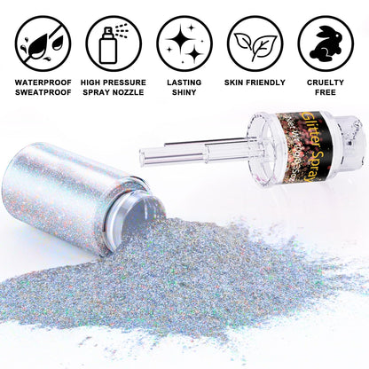 Scarman Hair and Body Glitter Spray, 1PC Glint-Rainbow Hairspray Powder Scarman