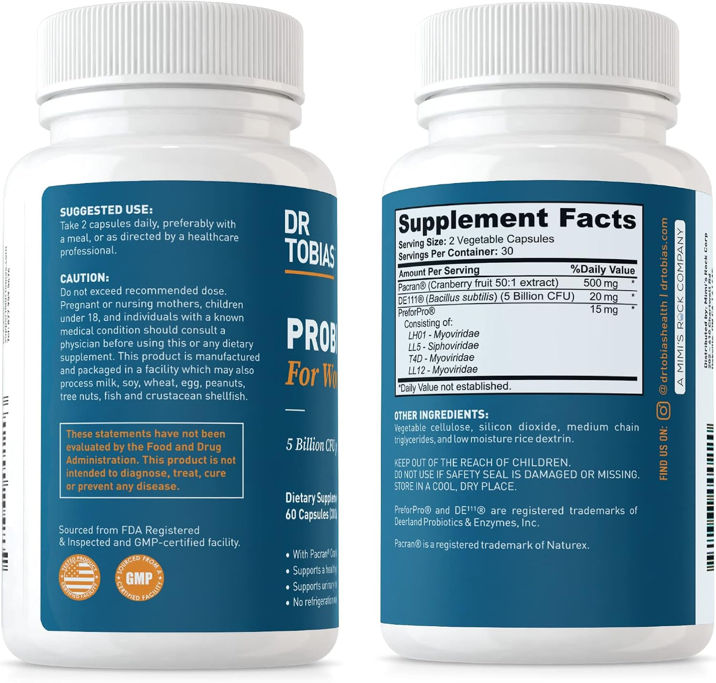 Dr. Tobias Oregano and Caprylic Acid Blend and Probiotics for Women - Supports Gut, Immune, and Urinary Health, Non-GMO