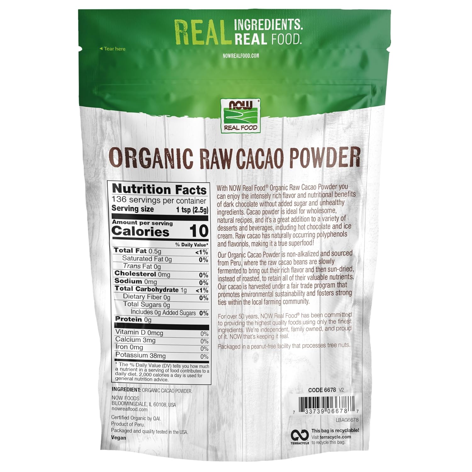 NOW Foods, Organic Raw Cacao Powder, with Polyphenols and Flavonols, Sun-Dried, Intensely Rich Flavor, 12-Ounce (Packaging May Vary) Gsupps Australia
