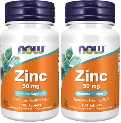 NOW Foods Supplements, Zinc (Zinc Gluconate) 50 mg, Supports Enzyme Functions*, Immune Support*, 100 Tablets Gsupps Australia