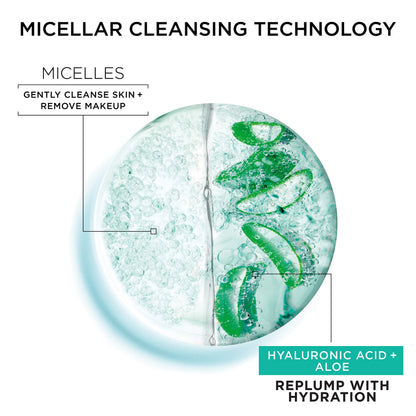 Garnier Micellar Water with Hyaluronic Acid, Facial Cleanser & Makeup Remover, Hydrating and Plumping, For All Skin Types, Vegan, Cruelty Free, 13.5 Fl Oz (400mL), 2 Count Garnier