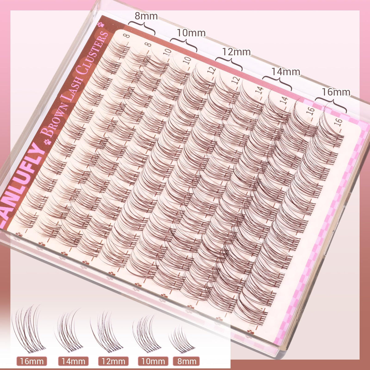 Brown Lash Clusters Natural Eyelash Clusters Invisible Band Brown Lash Extension C Curly Dark Brown Wispy Lash Extension DIY Individual Eyelash Extension by zanlufly zanlufly