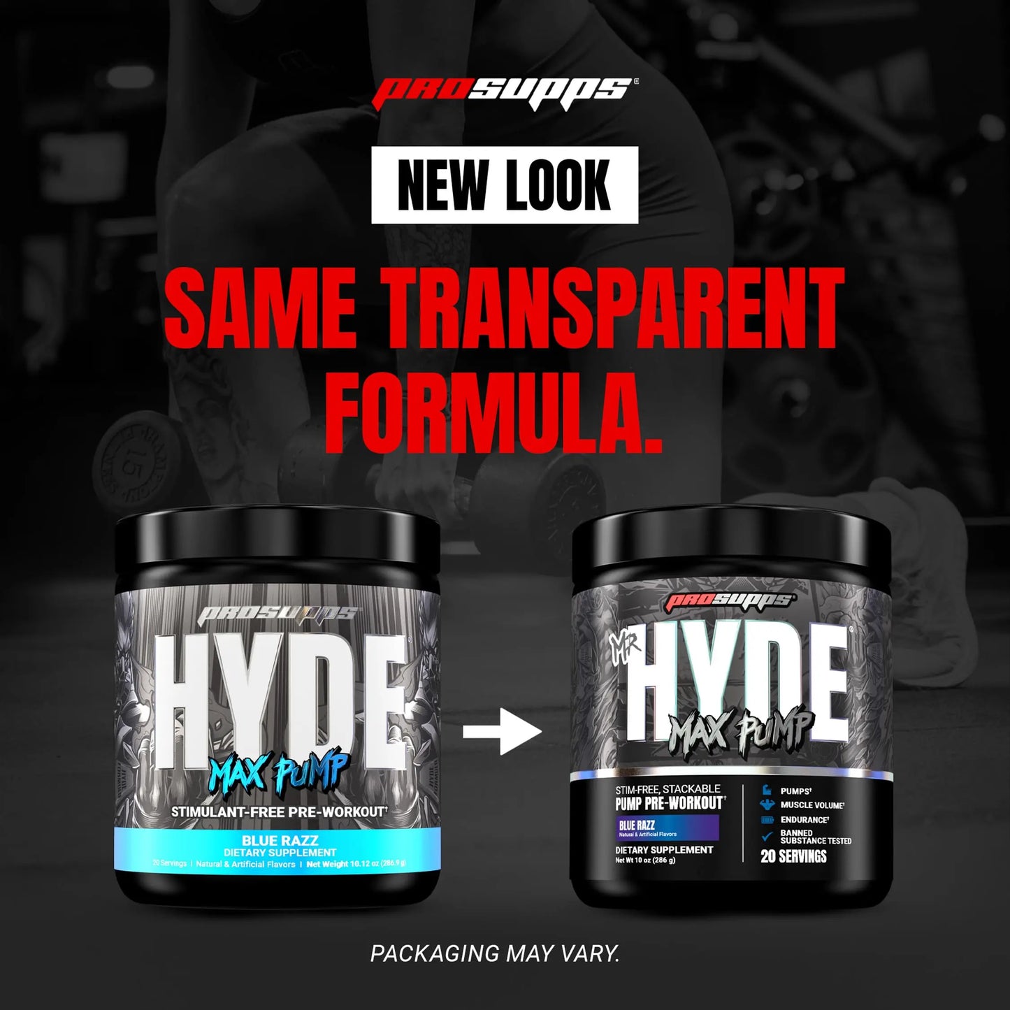 ProSupps Mr. Hyde Max Pump Pre Workout Powder - Stim-Free Preworkout Supports Blood Flow, Muscle Volume & Endurance - Caffeine-Free Nitric Oxide Gym & Fitness Supplements ProSupps