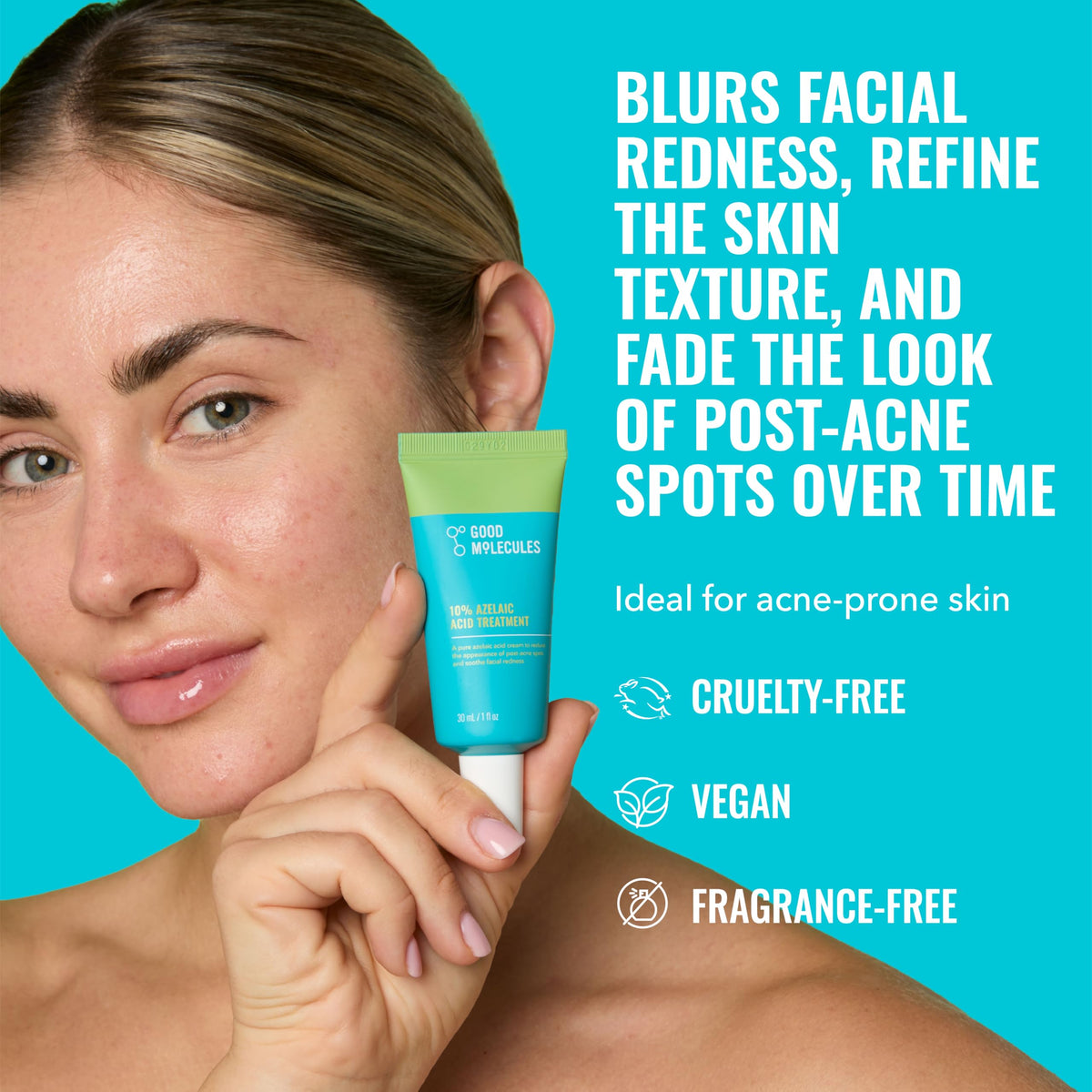 Good Molecules 10% Azelaic Acid Treatment for Face – Blurs Facial Redness & Evens Skin Tone – Brightens the Look of Dark Spots & Refines Texture – Vegan & Fragrance-Free Skincare (30ml / 1.01 fl oz.) Good Molecules