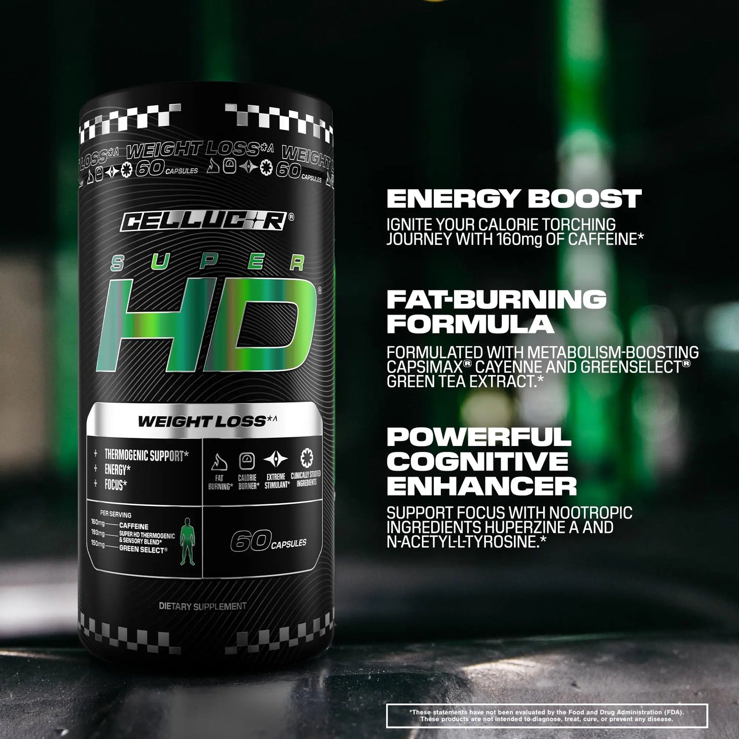 Cellucor SuperHD Thermogenic Fat Burner Weight Loss Supplement, Appetite Suppressant, & Energy Booster Capsimax, Green Tea Extract, 160mg Caffeine Cellucor
