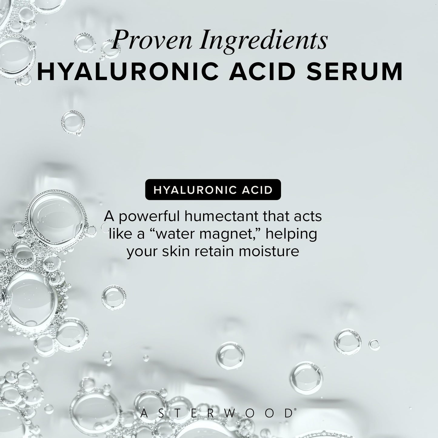 Asterwood Hyaluronic Acid Serum for Face - Plumping, Anti-Aging, Hydrating - Fragrance-Free - 1 Fl Oz Asterwood