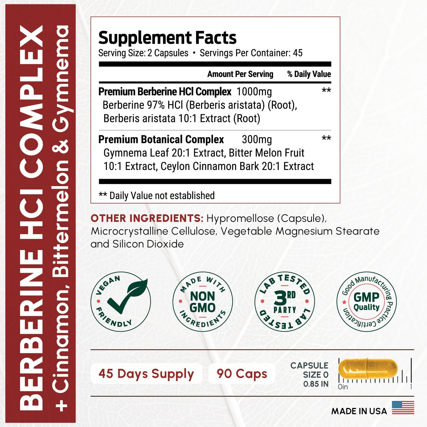 ForestLeaf Berberine Supplement - 1300mg per Serving - Ultra High Potency Berberine HCl with Ceylon Cinnamon, Bitter Melon & Gymnema ForestLeaf