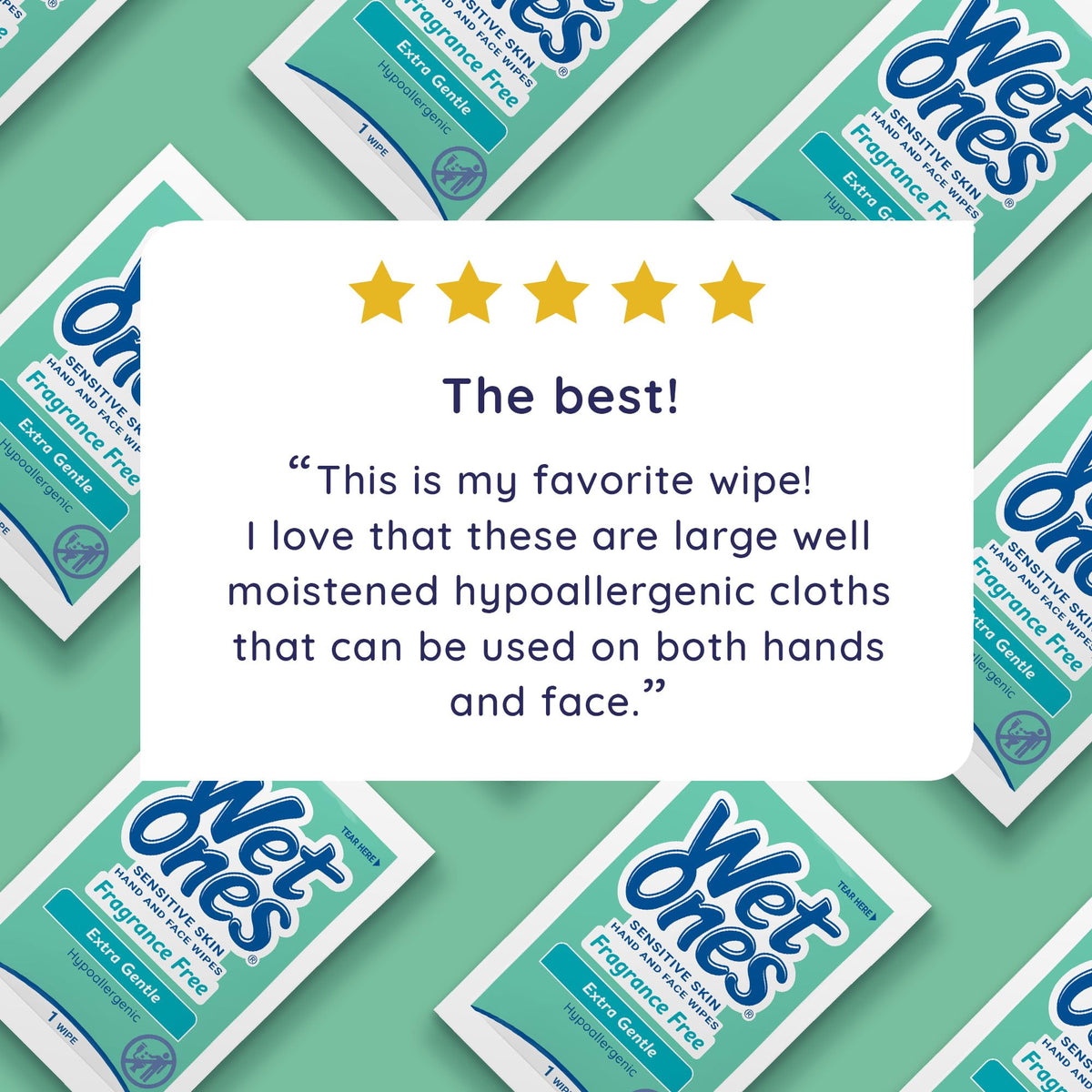 Wet Ones Singles Hand Wipes, Sensitive Skin, Unscented, 24 ct (6 Pack) Wet Ones