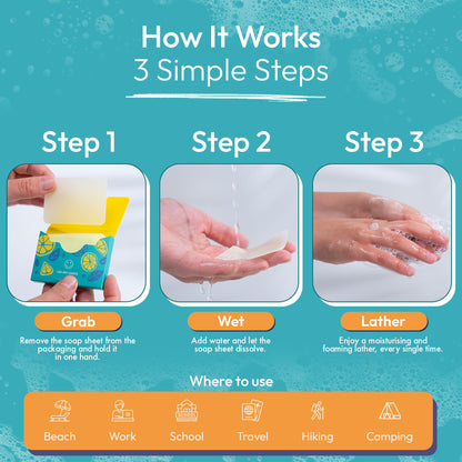 FOMIN Paper Soap Sheets for Hand Washing - 300 Variety Travel Soap Sheets FOMIN