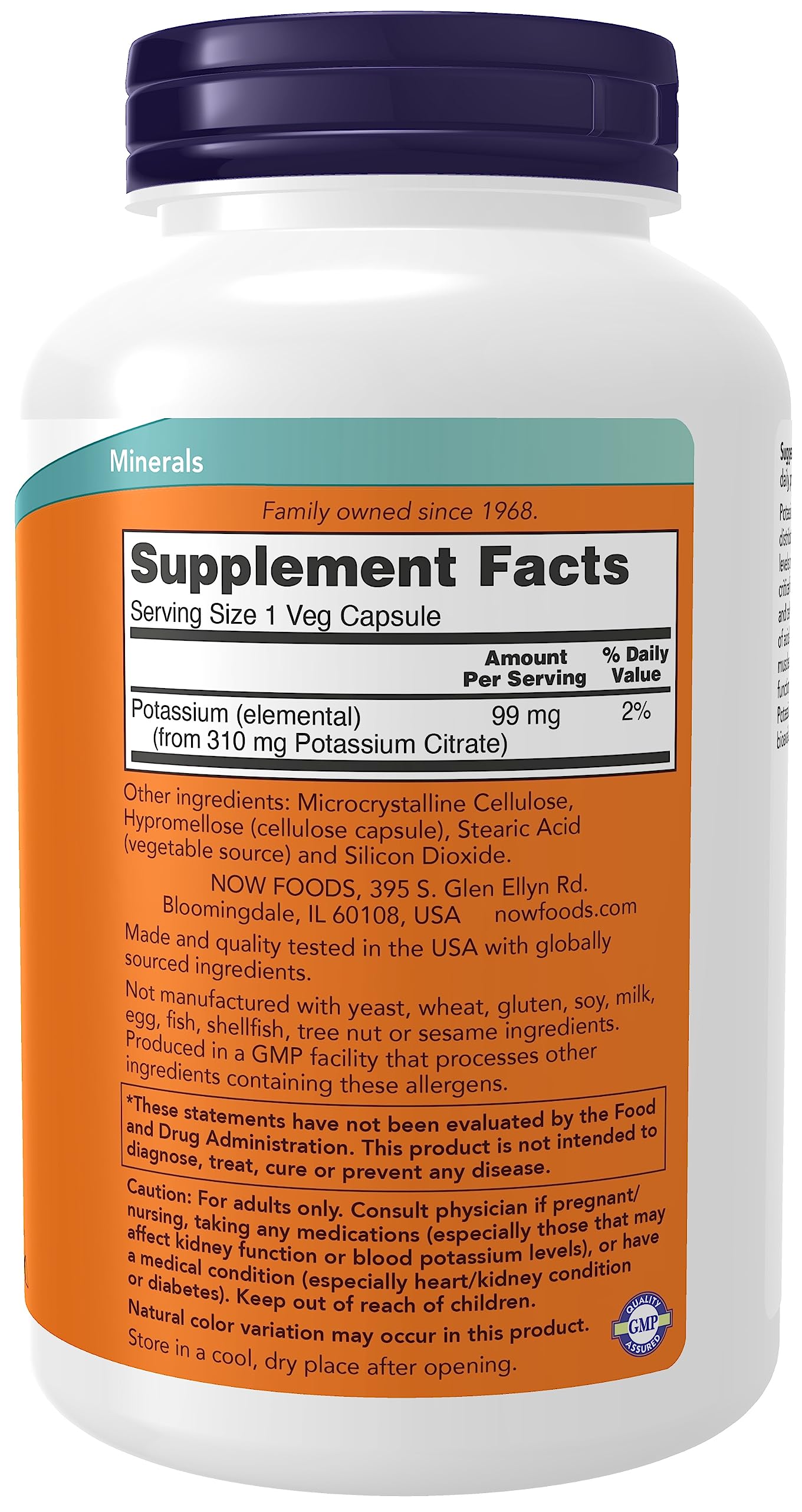 NOW Potassium Citrate 99 mg,180 Capsules Gsupps Australia