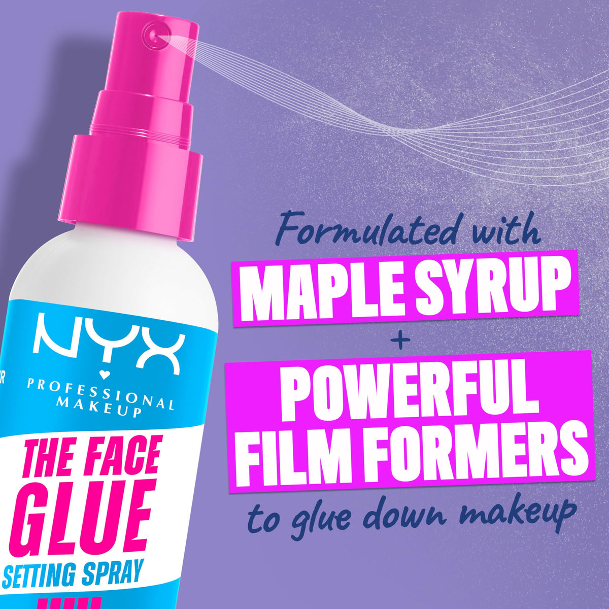 NYX PROFESSIONAL MAKEUP The Face Glue Setting Spray, Transfer-Resistant Waterproof Setting Spray, Up to 24HR Make Up Wear NYX PROFESSIONAL MAKEUP