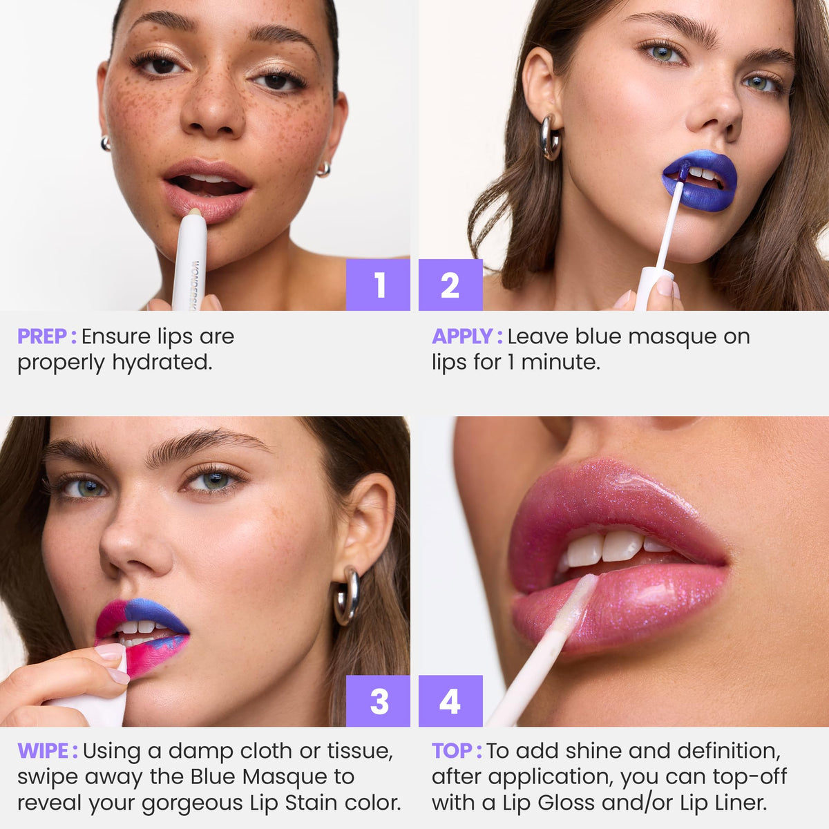 Wonderskin Lip Stain – Long Lasting, Waterproof, Lip Tint Peel Off Masque Wonderskin