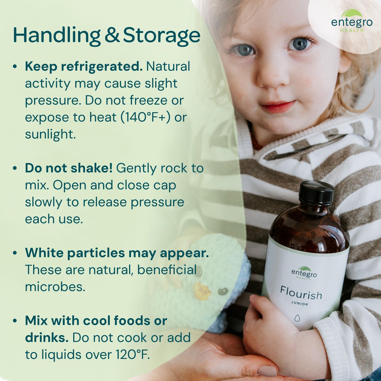 ENTEGRO Flourish Junior Liquid Probiotic & Postbiotic Supplement - Glass | 11 Live Cultures | Gut & Digestive Health for Women, Men & Kids | Organic, Vegan, Allergen Free | USA Made | 16 fl oz ENTEGRO