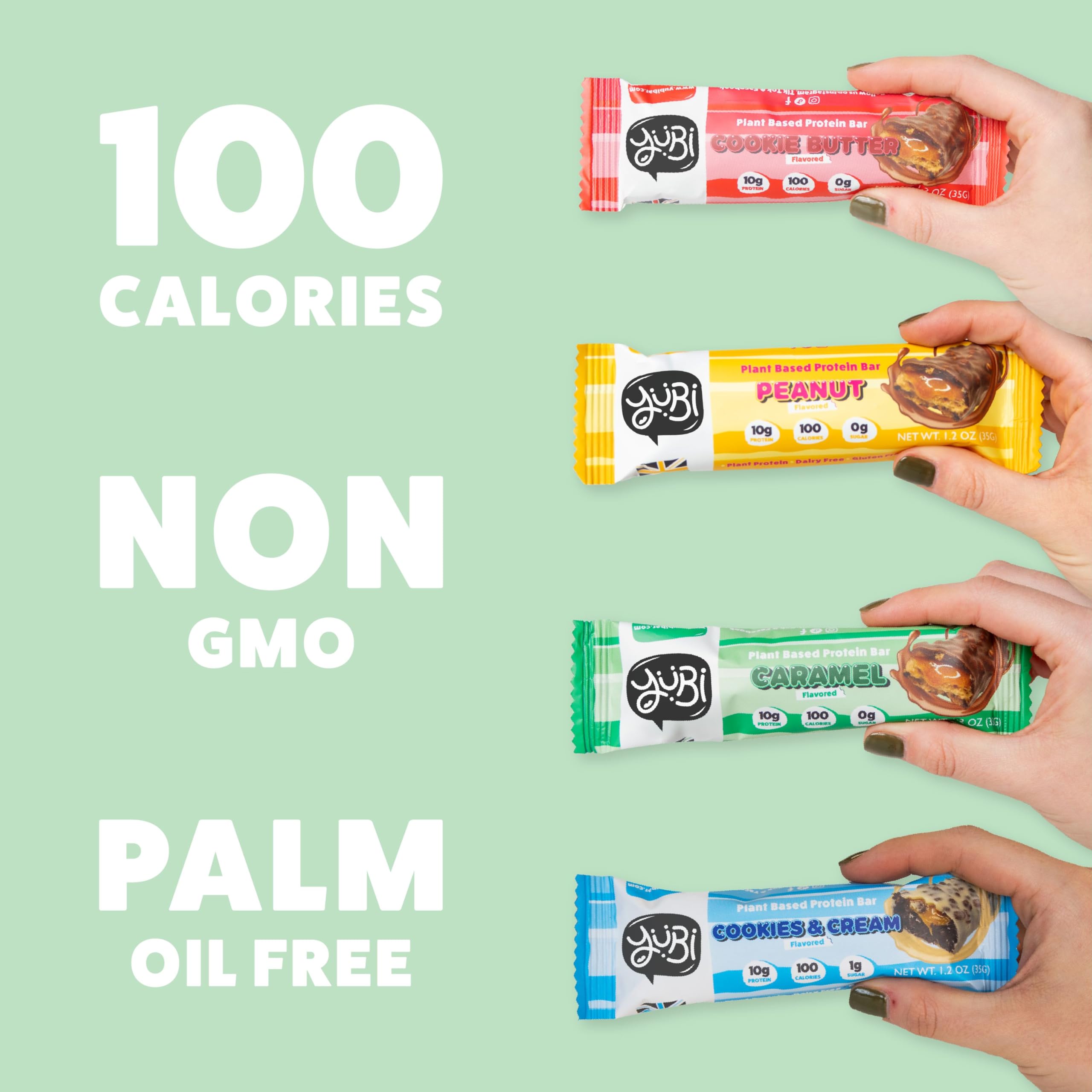 YuBi Bars - Protein Bars - 12 Bar Variety Pack - 100 Calories, 10g of Protein, Low Sugar, Low Carb, Palm Oil Free/Non-GMO, Gluten Free, Dairy Free, Healthy Snack, Non-GMO - 14.8oz (12 Pack, Variety Box) Yubi Bar buy australia supplements